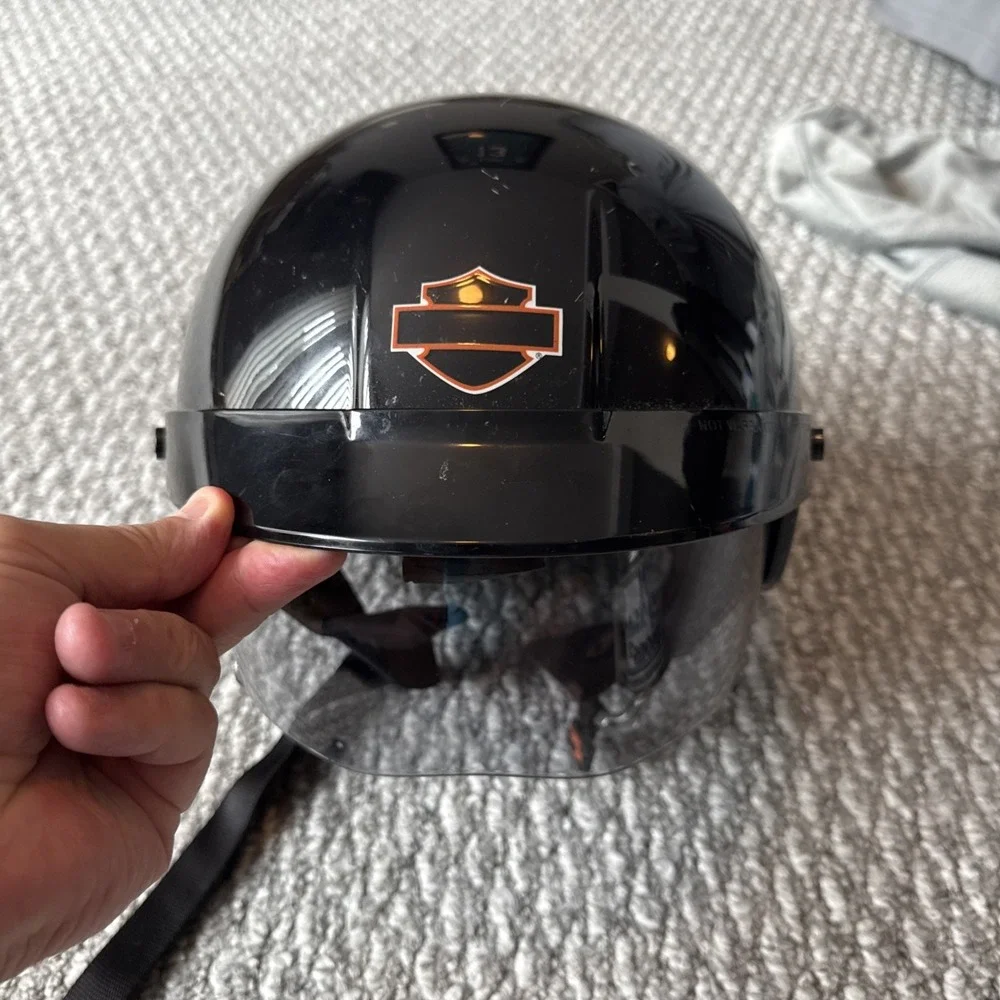 Genuine Harley Davidson Half Helmet with retractable clear shield HD-S1V Size XS